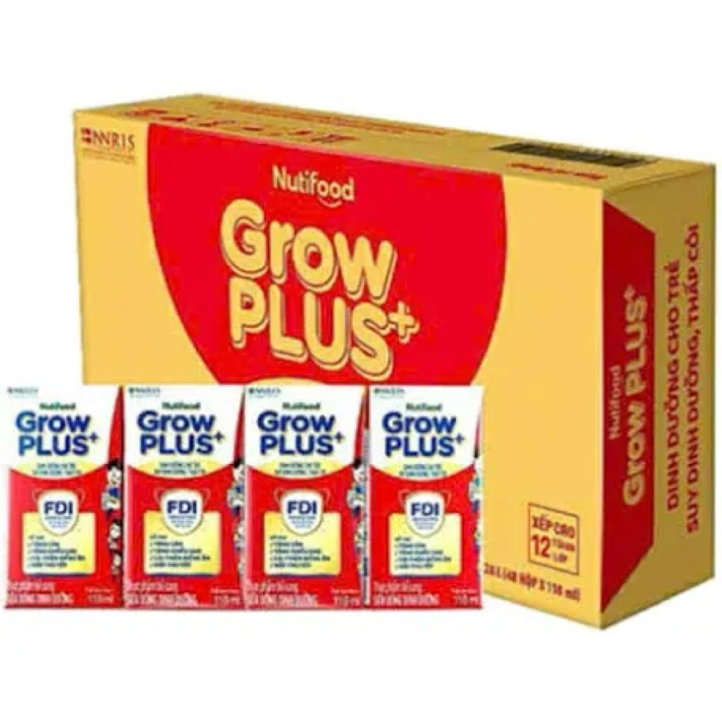 Thùng 48 hộp sữa grow plus đỏ Nutifood 110ml ít đường
