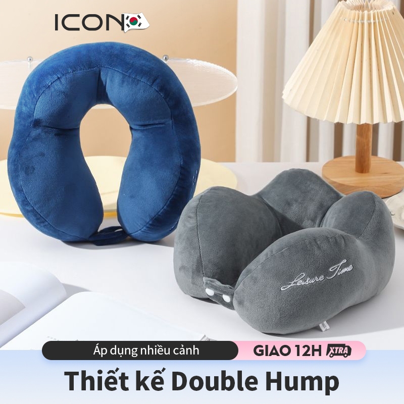ICON Gối Kê Cổ Bông Chữ U,Giúp giảm đau mỏi cổ, dùng cho dân văn phòng,  gia đình, tài xế và chuyến đi dài quãng
