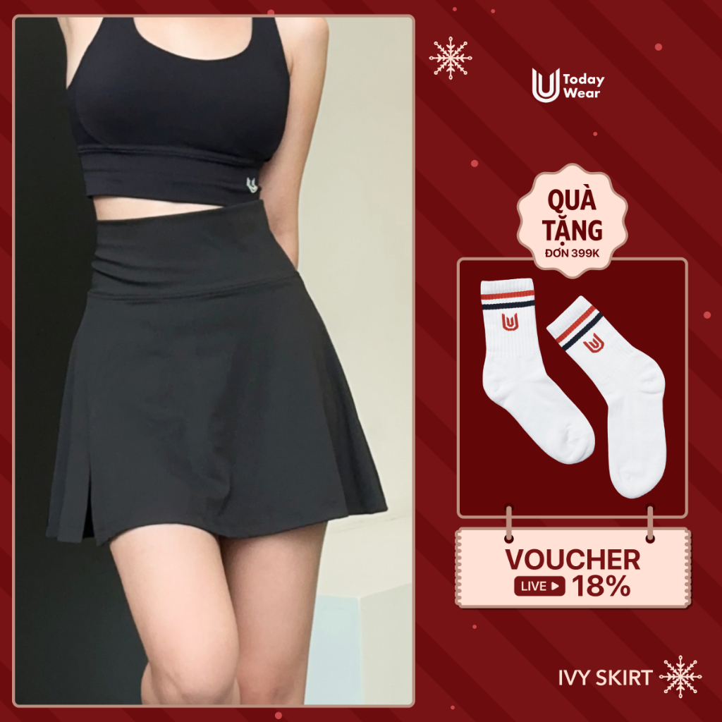 Chân váy tennis nữ thể thao Ivy Tennis Today U Wear 2 lớp có sẵn bảo hộ co giãn mềm mịn dày dặn tập pickleball | BigBuy360 - bigbuy360.vn