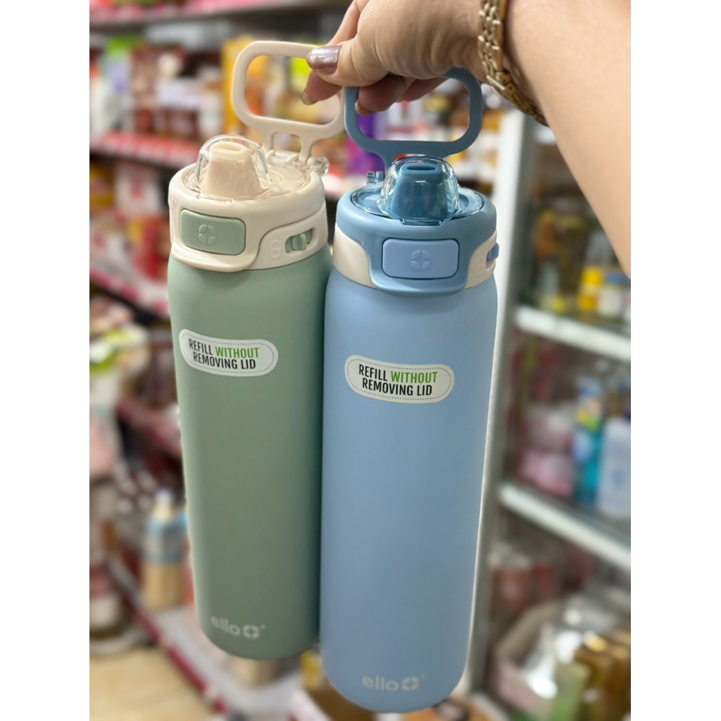 Set 2 Bình giữ nhiệt Ello Flip To Fill, Pop To Drink 20oz 650ml (Purple+ Yellow)