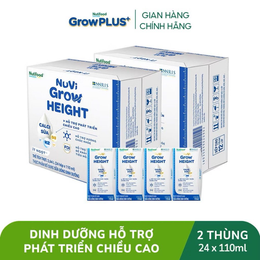 Grow Height Nuvi it ngọt 110ml thùng 24hộp vị chuối 110ml
