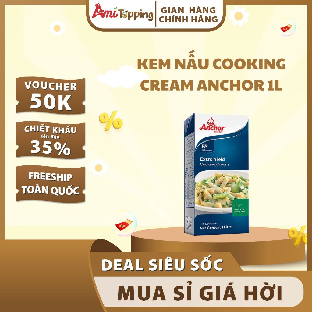 Kem nấu Cooking Cream Hiệu Anchor hộp 1L, Đơn Giản Tiện Lợi Cho Món Ăn Thêm Thơm Ngon