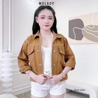  Áo khoác KAKI JEAN nữ MOLADY cổ bẻ thiết kế túi nắp trơn phong cách K355 