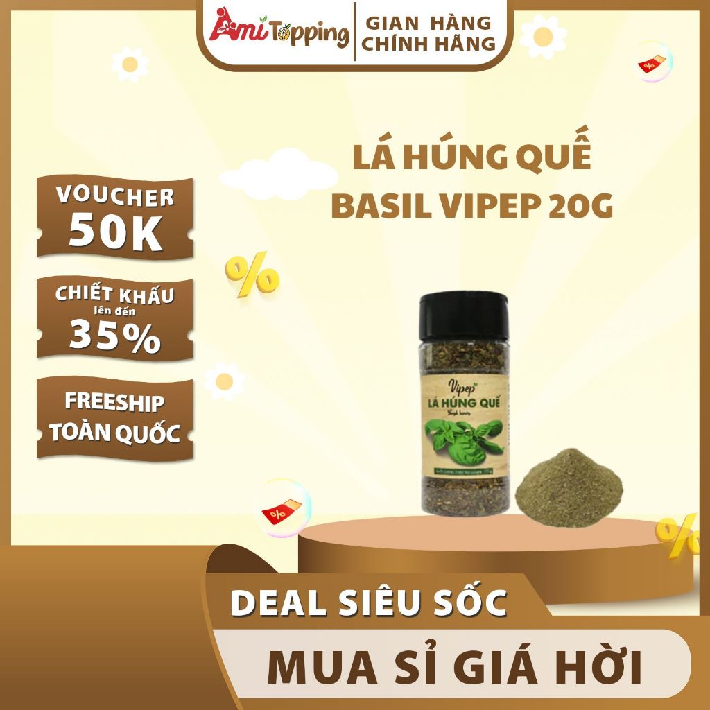 Lá Húng Quế Basil Vipep Hũ 20g - Húng Quế Sấy Khô Tự Nhiên