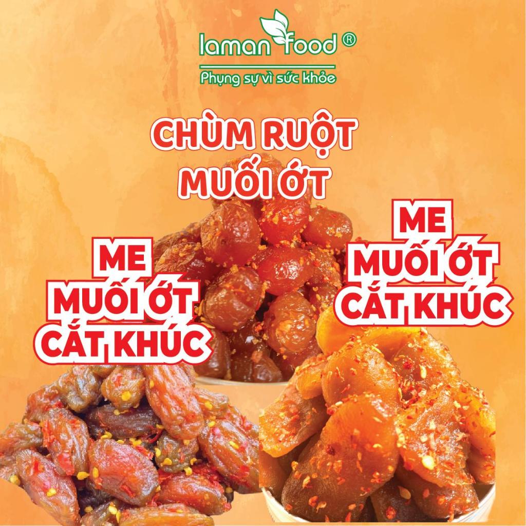 [3 món]: Me+Cóc+Chùm Ruột Sấy Muối Ớt [100gx3] Laman Food Vị Chua Cay Snack
