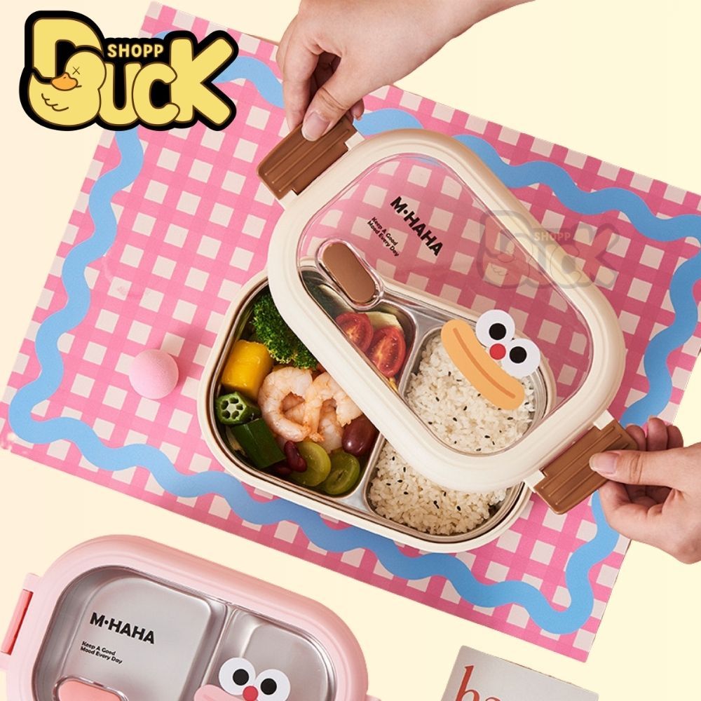Hộp đựng cơm Smile giữ nhiệt 2  ngăn, hộp mang cơm trưa đẹp văn phòng quay lò vi sóng gia tốt chất liệu Inox 304 Shikumi | BigBuy360 - bigbuy360.vn