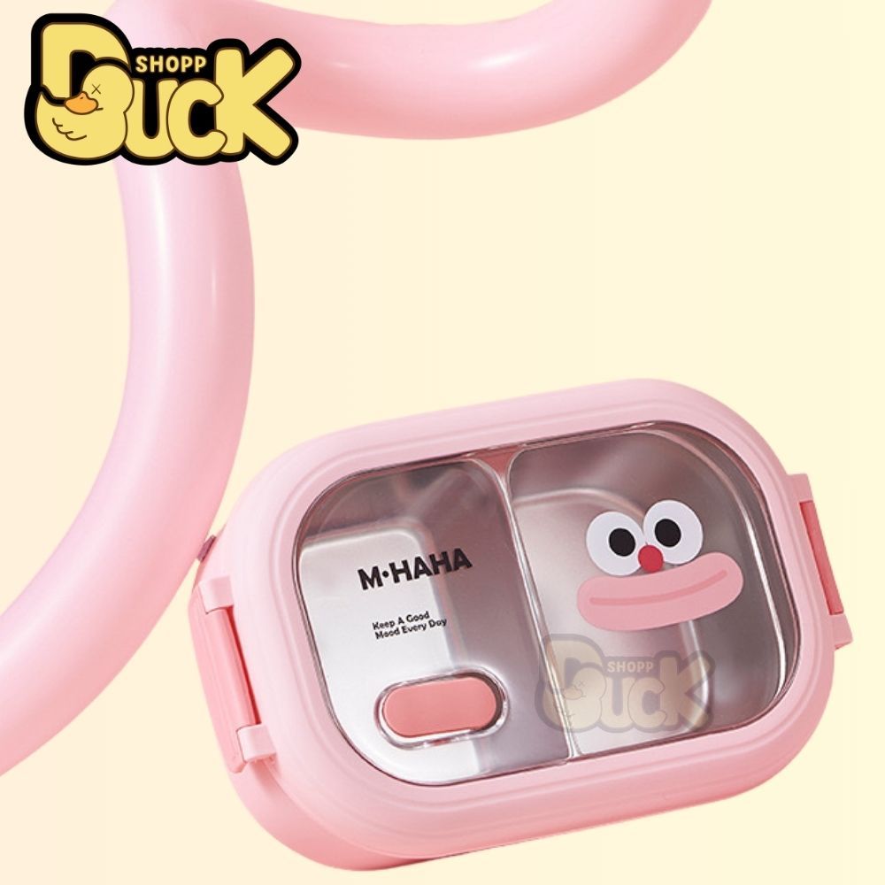 Hộp đựng cơm Smile giữ nhiệt 2  ngăn, hộp mang cơm trưa đẹp văn phòng quay lò vi sóng gia tốt chất liệu Inox 304 Shikumi | BigBuy360 - bigbuy360.vn