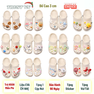  Dép Cross Clog Classic 🎁Kèm Sticker Bộ + TẶNG VỚ 🎁 dép quai ngang nam nữ đúc nguyên khối cao 3 cm trustvn 