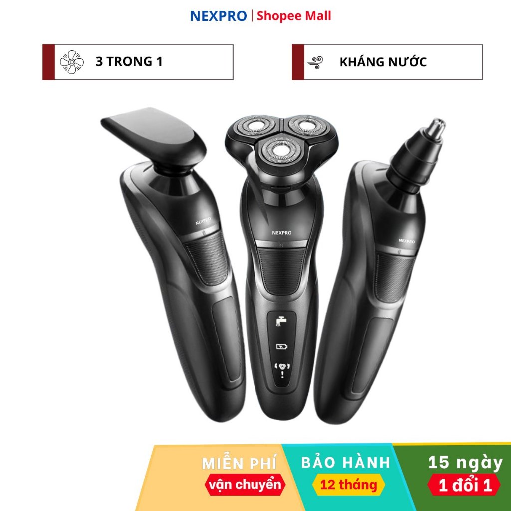 Máy Cạo Râu Đa Năng 3 Lưỡi Kép z1158 - Cạo Sát Da Êm Ái, 3 Chức Năng Tỉa Râu , Tỉa Mũi , Tông Đơ - BH 12 Tháng