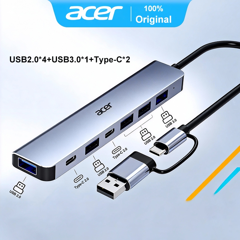 Hub Chia Cổng Acer T7 Type-C & USB 3.0 | USB Hub 7 in 1 | Dùng Cho Laptop Macbook PC ĐT Pad
