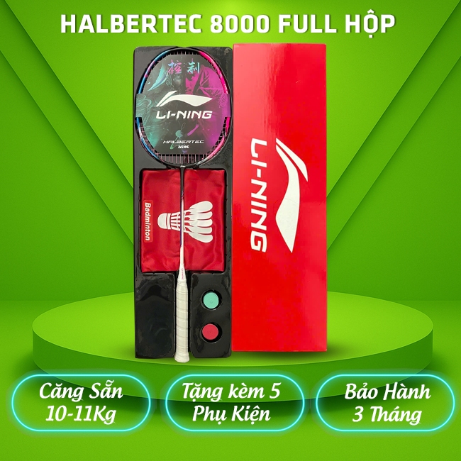 Vợt Cầu Lông Lining Halbertec 8000 Căng Sẵn Cước 11kg Tặng Kèm Quấn Cán Và Phụ Kiện