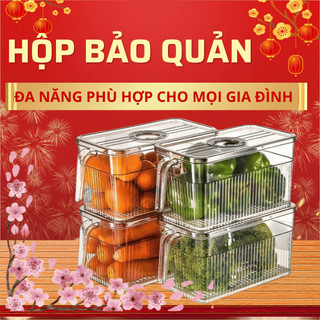  Hộp nhựa đựng thực phẩm có quai cầm tiện dụng hộp bảo quản thực phẩm tủ lạnh tươi ngon nhựa đa năng 