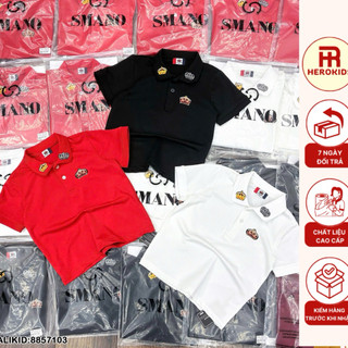 áo polo bé trai chất cotton gai thêu vương niệm sang sịn phong cách hàn quốc 8857