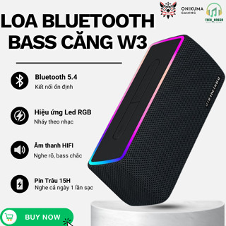 Loa Bluetooth Bass Căng W3 - 2 loa đèn led RGB công suất 15W - Âm thanh HIFI sống động- Pin trâu 10h