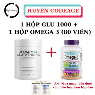    1 GLU 1000 + OMEGA CANADA 80 VIÊN  Viên uống Glutathione 1000mg Codeage 60 viên   và 1 Hộp Omega 3 Webber Natural  