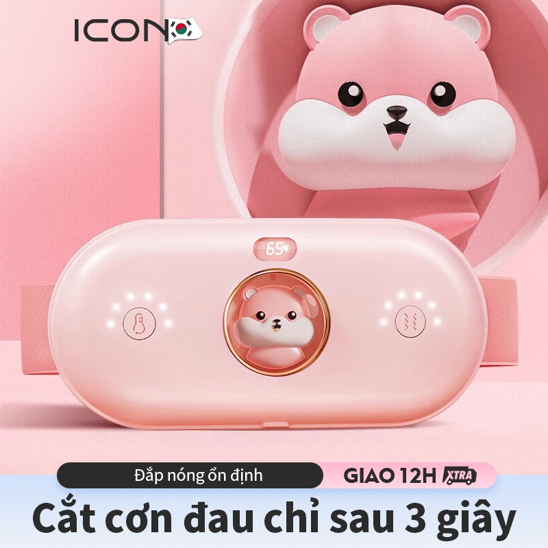 Đai massage bụng chườm nóng ICON - Máy massage nữ giảm đau bụng kinh, sạc dây - Quà tặng bạn gái