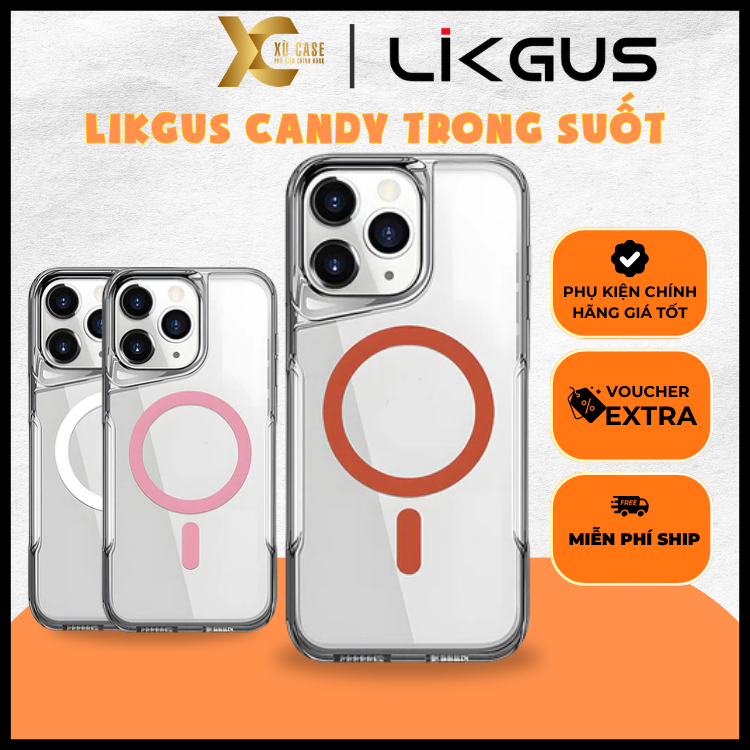 [ Chống Ố Vàng ] Ốp Likgus Candy Trong Suốt Cao Cấp Chính Hãng cho iP 14 Pro Max/ 15 Pro/ 15 Pro Max