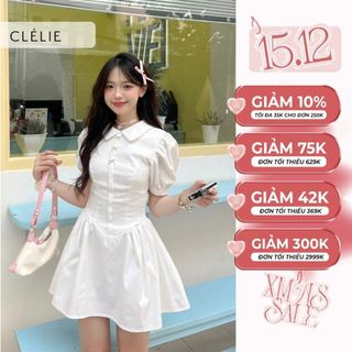   SAM x CLÉLIE  Đầm cổ sen đính nơ đá tay phồng tùng xòe | DORIS DRESS - CLÉLIE 