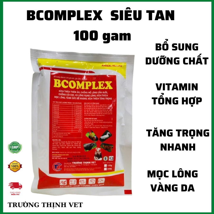 Bcomplex bột siêu tan gói 100gam, tăng cân, đẹp mã cho gà, vịt, chim, heo. Thú y Trường Thịnh