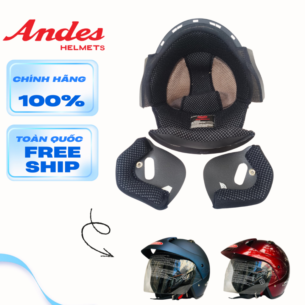 Lót thay cho mũ bảo hiểm 3/4 Andes 306_306e