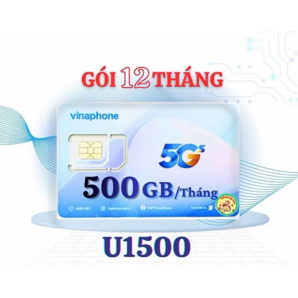 SIM Vina 500GB/tháng – Gói U1500 – Data 4G/5G