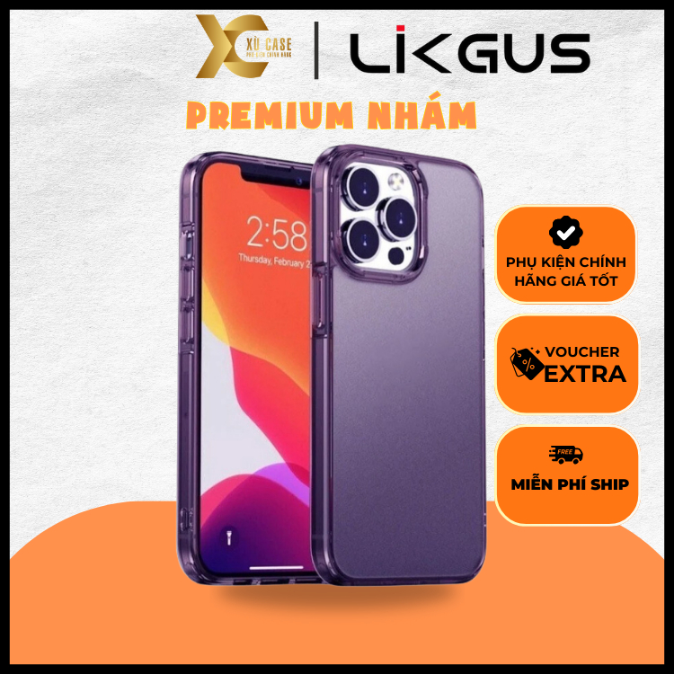 Ốp Likgus Premium Nhám Hạn Chế Bám Vân Tay Cao Cấp Chính Hãng cho iP 15 Pro Max/ 15 Pro/ 14 Pro Max