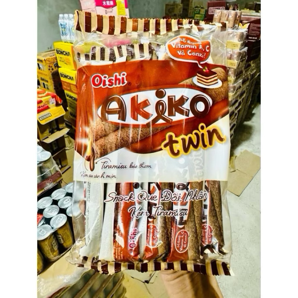 Bánh AKIKO Que Nhân Đủ Vị, Bánh Que Nhân AKIKO oishi Đủ Vị Thơm Ngon