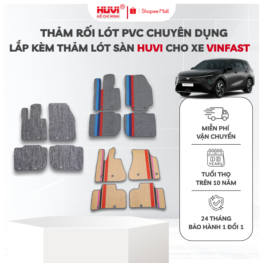 Thảm Rối Lót Sàn Ô Tô cho xe Vinfast VF3, VF5, VF6, VF7, VF8, Limogreen (Chuyên dụng lắp kèm thảm nh