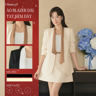  Set Vest Váy Công Sở Nữ Áo Blazer Nữ Dài Tay Hera BEAUTEBYV Màu Kem Thanh Lịch  Kèm Dây Đeo Rời  