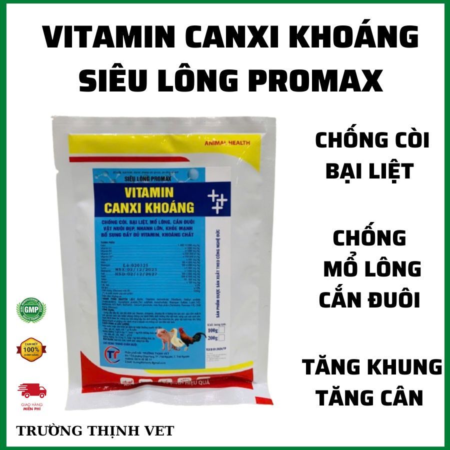 Vitamin khoáng 100g trộn thức ăn, tăng khung, ra lông, chống bại liệt, mổ lông gà, vịt, heo, trâu,bò