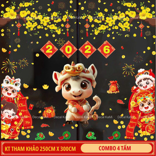  HOẢ TỐC HCM-Decal tết VIỆT dán tường dán cửa kính 2 mặt trang trí năm mới HÍT TĨNH ĐIỆN- KEO 2026 