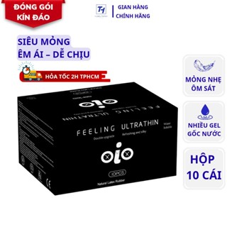 [CHÍNH HÃNG] Bao cao su OiO siêu mỏng, gân gai nhẹ, nhiều gel gốc nước - Hộp 10 cái