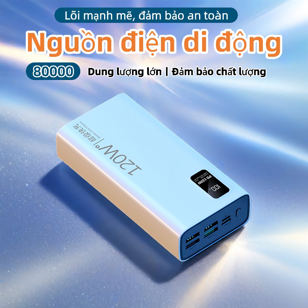 Sạc Siêu Nhanh 120W，80000mAh Pin sạc dự phòngChứng nhận chính hãng, không hại máy，Nhiều cổng USB đầu