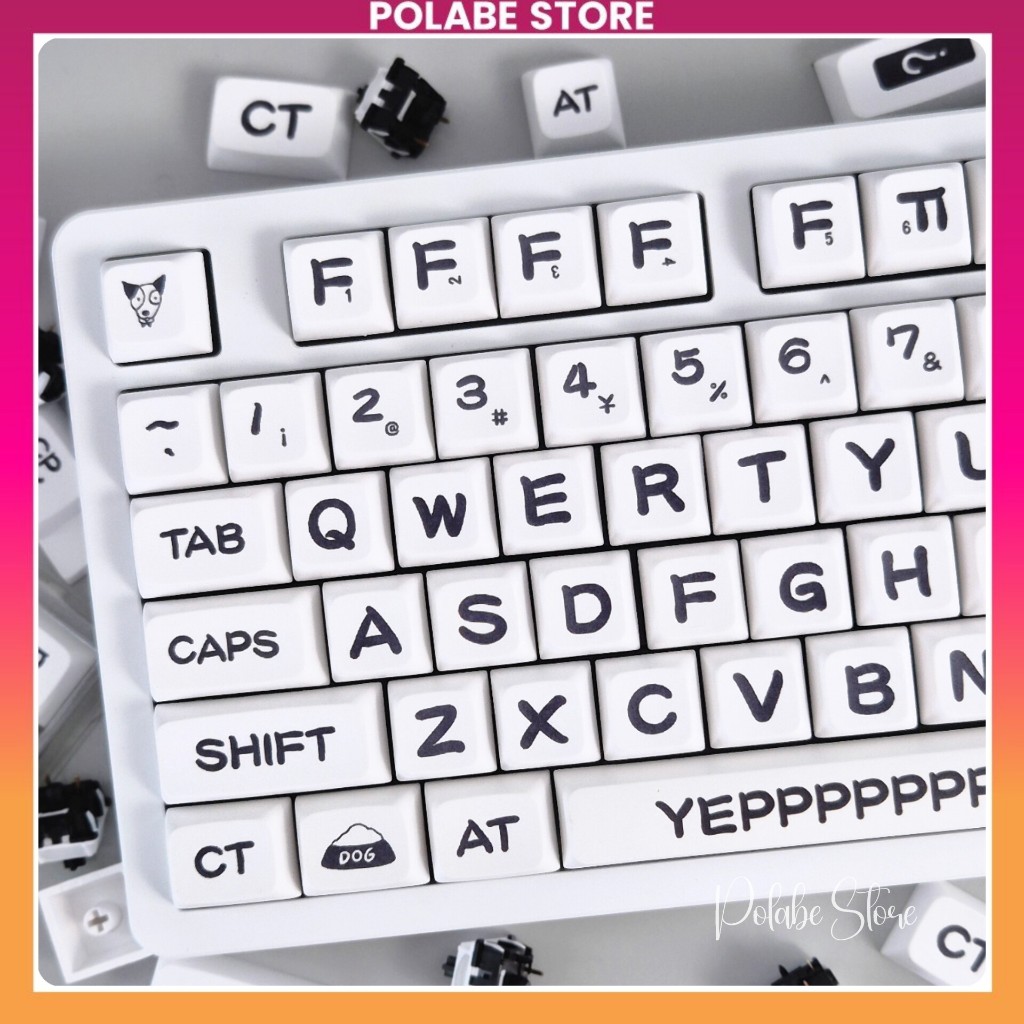 Keycap Animal Party XDA Profile Bàn Phím Cơ Keycap font chữ to Comic big font Polabe Store