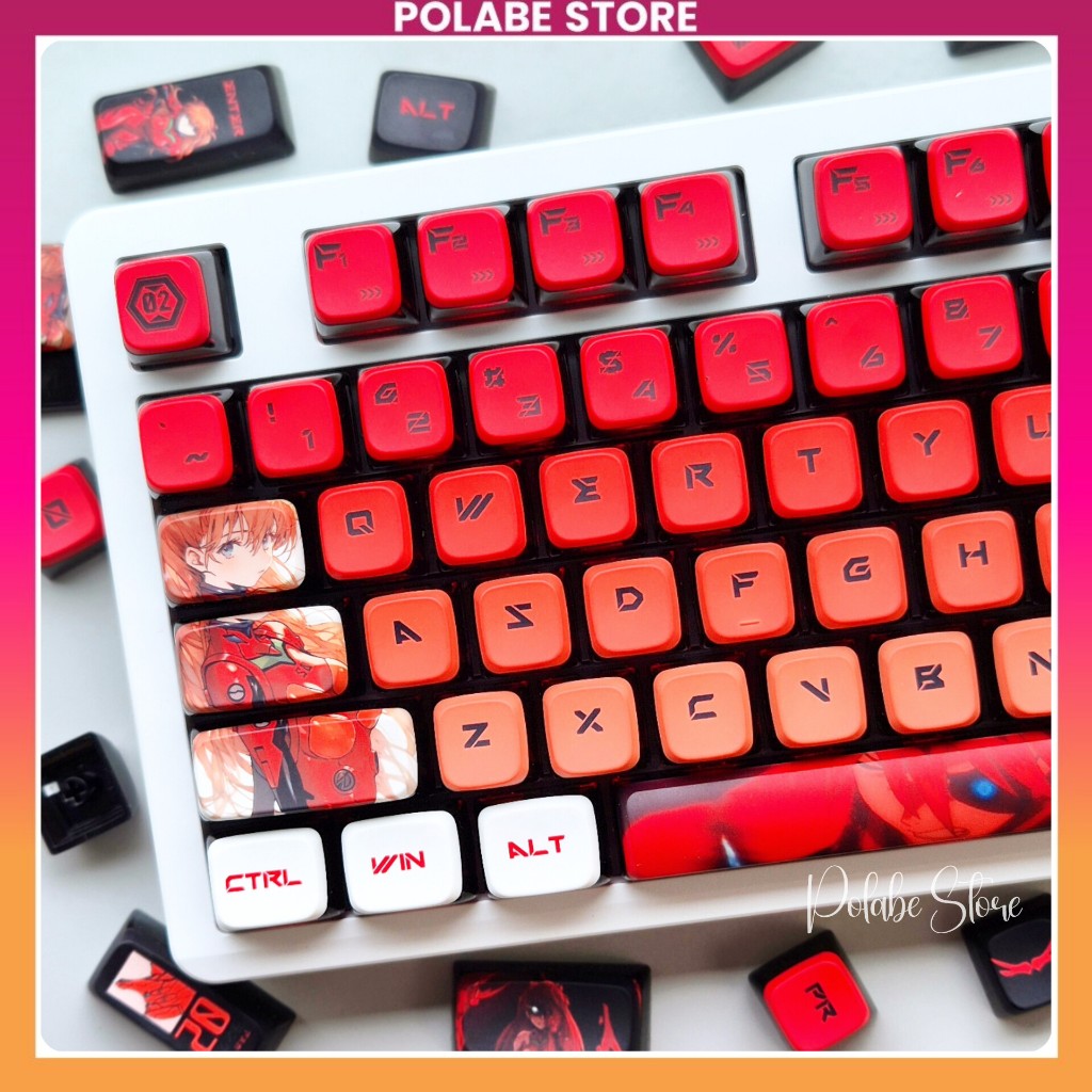 Keycap Asuka Light Keycap Anime xuyên led Keycap ASA Pudding Profile bàn phím cơ Polabe Store