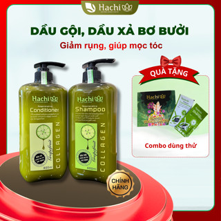  Combo Dầu Gội Xả Hương Bưởi Hachi dành cho tóc gãy rụng 350 500 800ml 