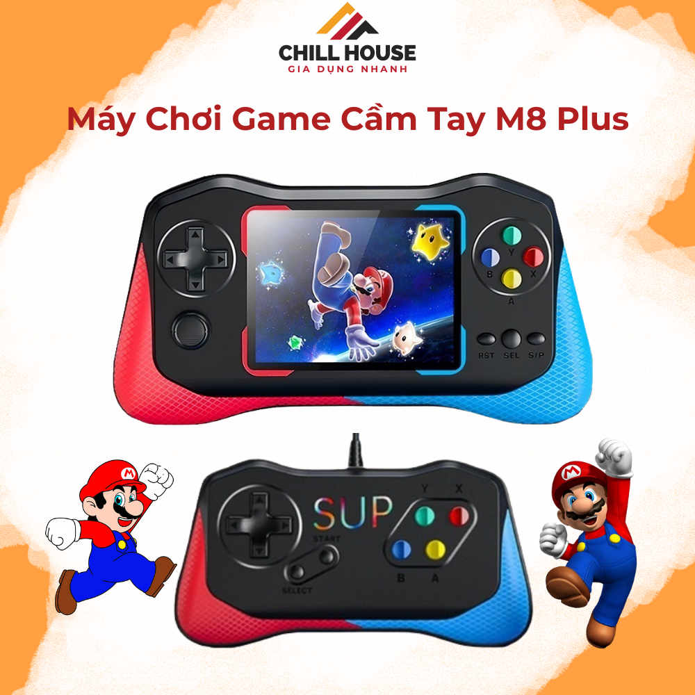 Máy Chơi Game Cầm Tay M8 Plus + Hơn 500 Game , Màn Hình HD+ , Phiên Bản Mới Nhất - Kèm Tay Cầm Chơi Game 2 Người