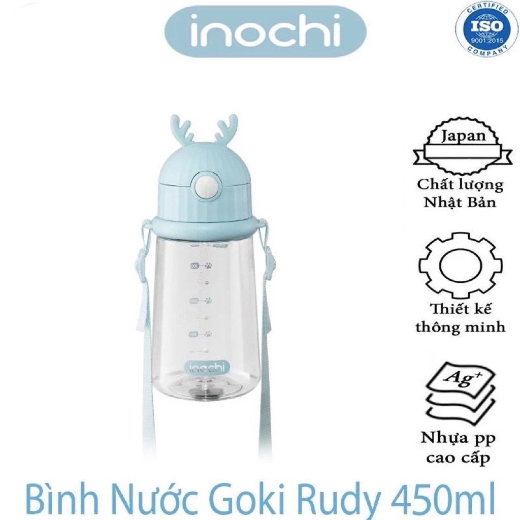 Bình nước Inochi Goki Rudy 450ml - HKM Moony (Màu Xanh Dương)