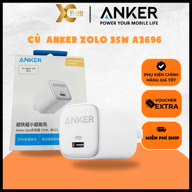 Củ Sạc Nhanh Anker Zolo 35W A2696 PD/PPS/QC Tích Hợp Công Nghệ GAN - An Toàn - Nhỏ Gọn Cao Cấp Chính