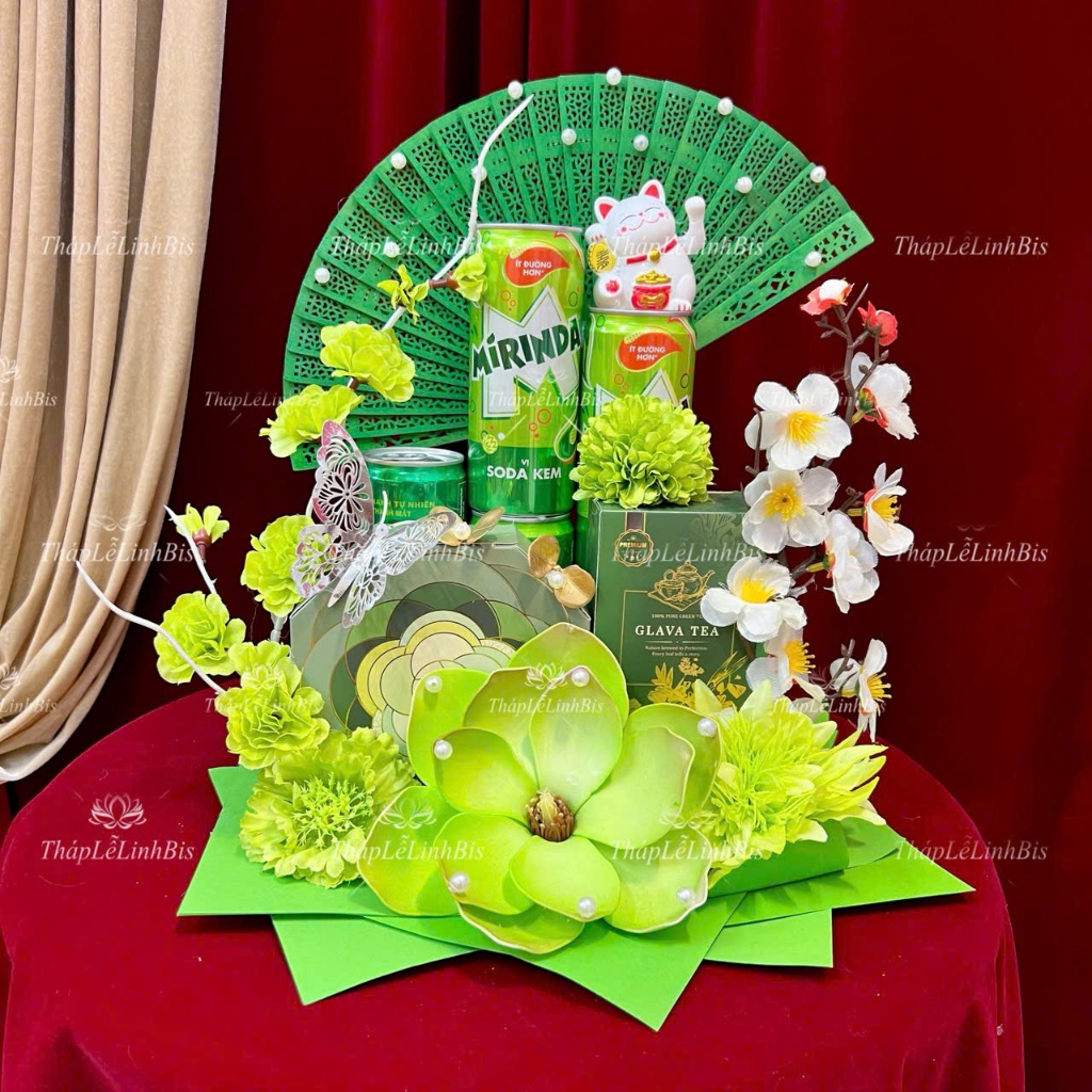 Set Làm Tháp Bánh Trà Nước Xanh Lá Mã CB2, Phụ Kiện Trang Trí Tháp Bánh Nước, Tháp Lễ Thờ Cúng