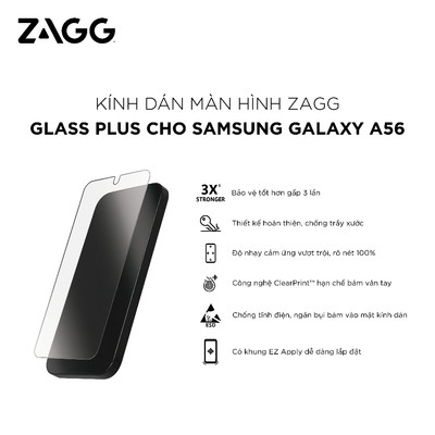 Kính dán màn hình ZAGG Glass Plus cho Samsung A36/A56/M35/A35/A55/M55 5G