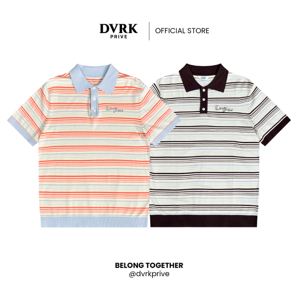 Áo Polo Nam Nữ Form Regular DVRK Privé Sọc Ngang Vải Knit Cao Cấp ELIO Local Brand Chính Hãng