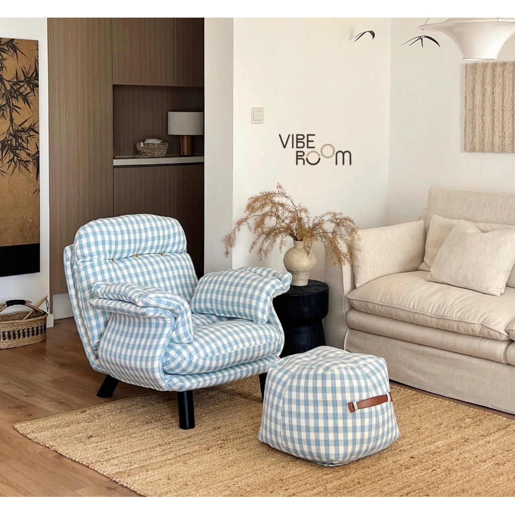 Ghế Sofa đơn sọc caro hồng kiểu Pháp nhập khẩu cao cấp / Penny Lounge Chair