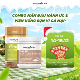  Combo Mầm Đậu Nành Úc Healthy Care Lecithin 100 Viên & Viên Uống Sụn Vi Cá Hỗ Trợ Xương Khớp Shark Cartilage 200 Viên 