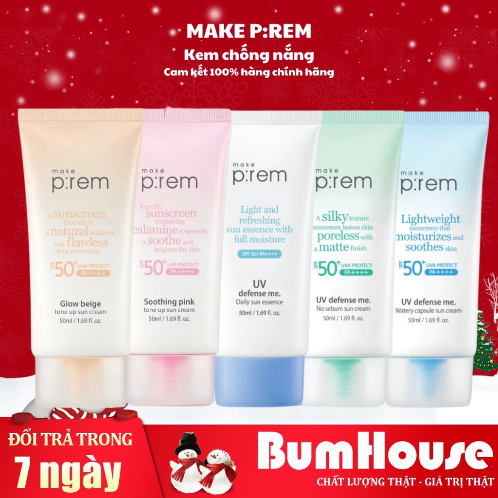 Kem Chống Nắng Make Prem xanh lá 50ml Hàn Quốc SPF50+ PA++++kiềm dầu hiệu quả bảo vệ da toàn diện