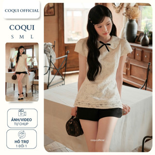  Set tiểu thư sang chảnh COQUI áo kiểu ren quần short cổ điển thanh lịch PETTI SET 