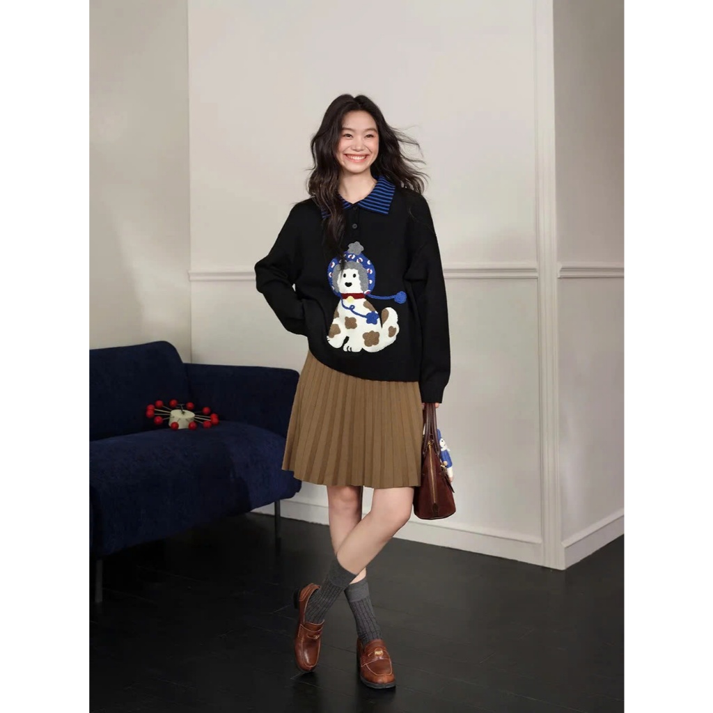 [SẴN S] Áo len cổ polo họa tiết cover Kuose