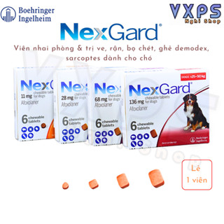 1 viên nhai Nexgard hỗ trợ phòng và trị ve, bọ chét, rận, xà mâu dành cho chó
