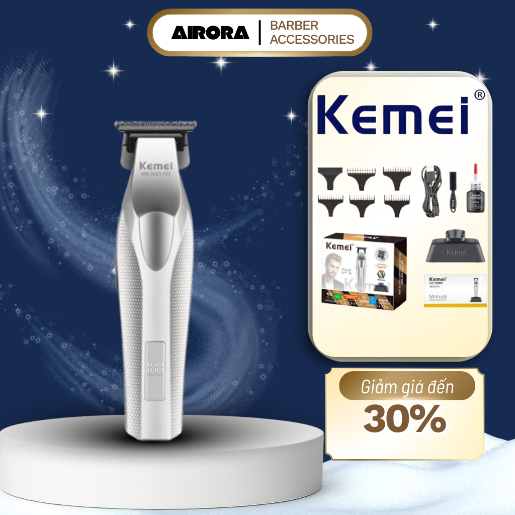 Tông Đơ Chấn Viền Kemei KM3023-702 | Màn hình led | Động Cơ 9000RPM |