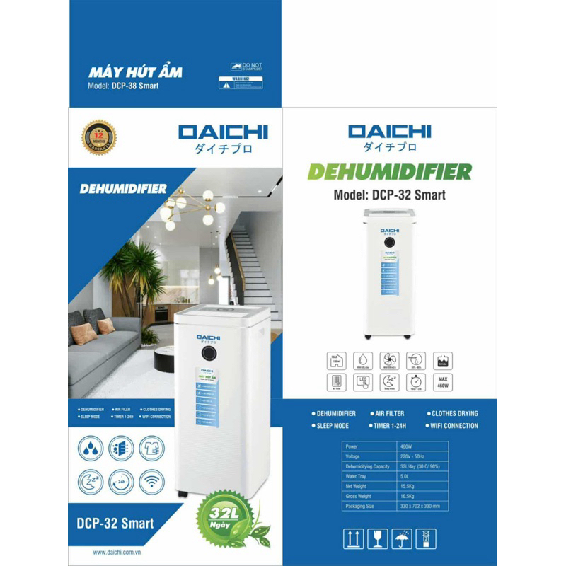 Máy Hút Ẩm & Lọc Không Khí DAICHI Sử Dụng Wifi Kết Nối App Điều Khiển Điện Thoại